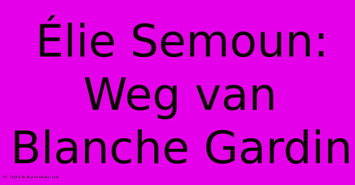 Élie Semoun: Weg Van Blanche Gardin