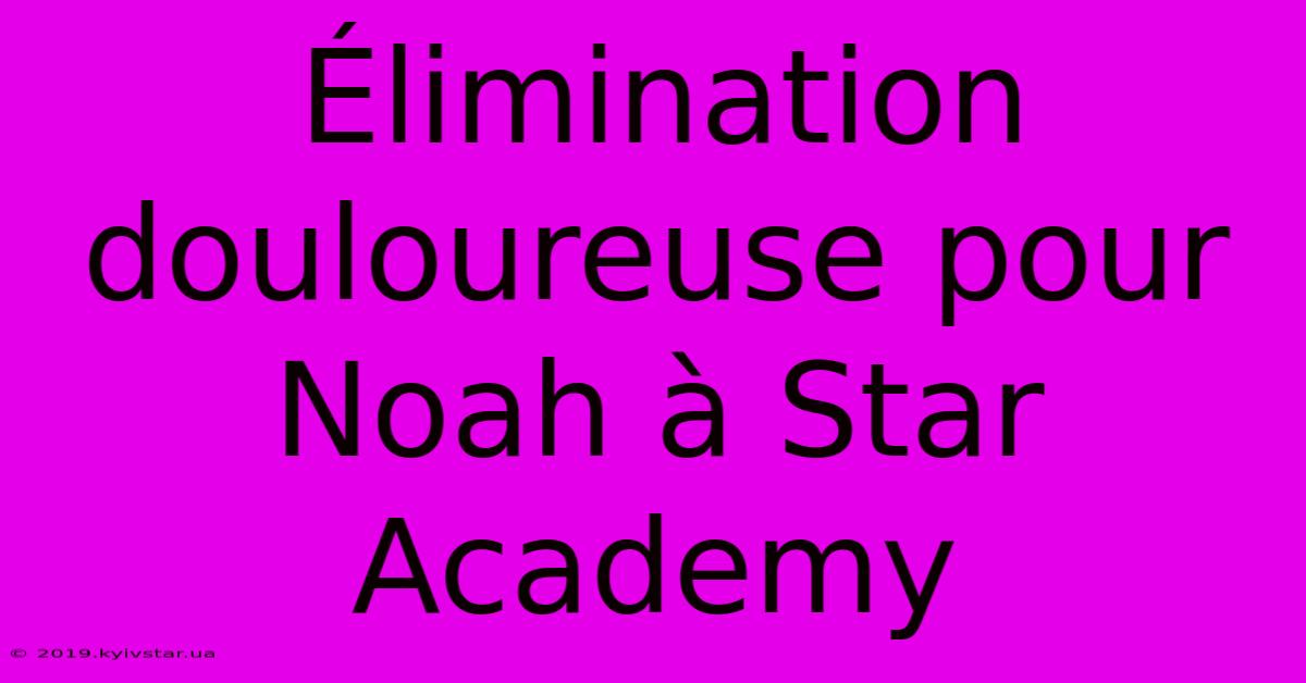 Élimination Douloureuse Pour Noah À Star Academy