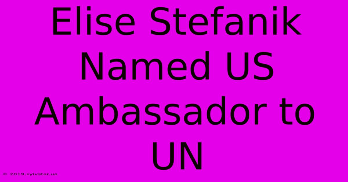 Elise Stefanik Named US Ambassador To UN