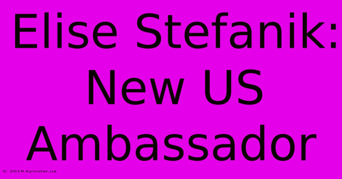 Elise Stefanik: New US Ambassador