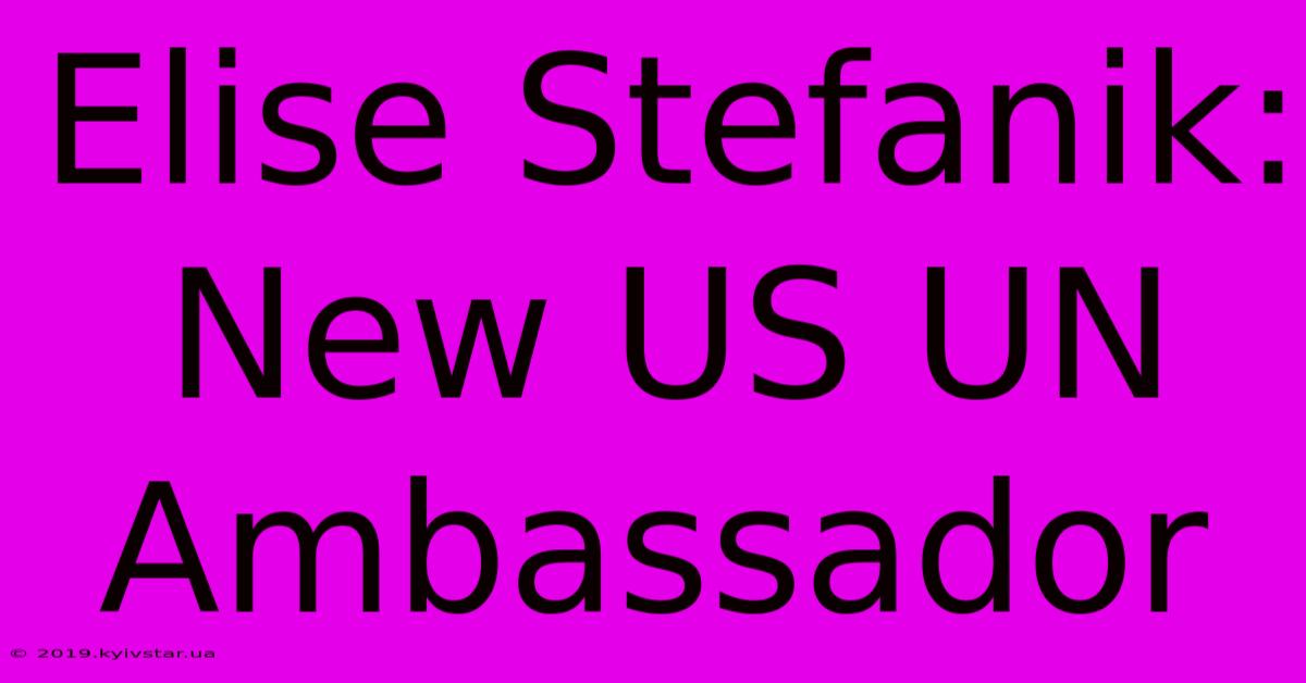 Elise Stefanik: New US UN Ambassador