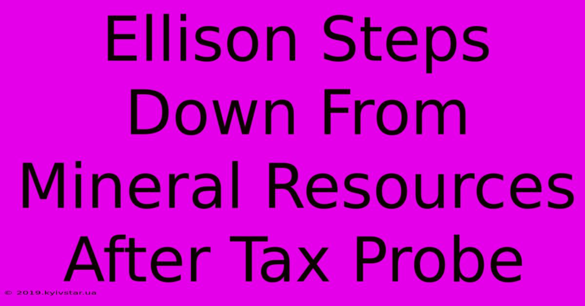 Ellison Steps Down From Mineral Resources After Tax Probe