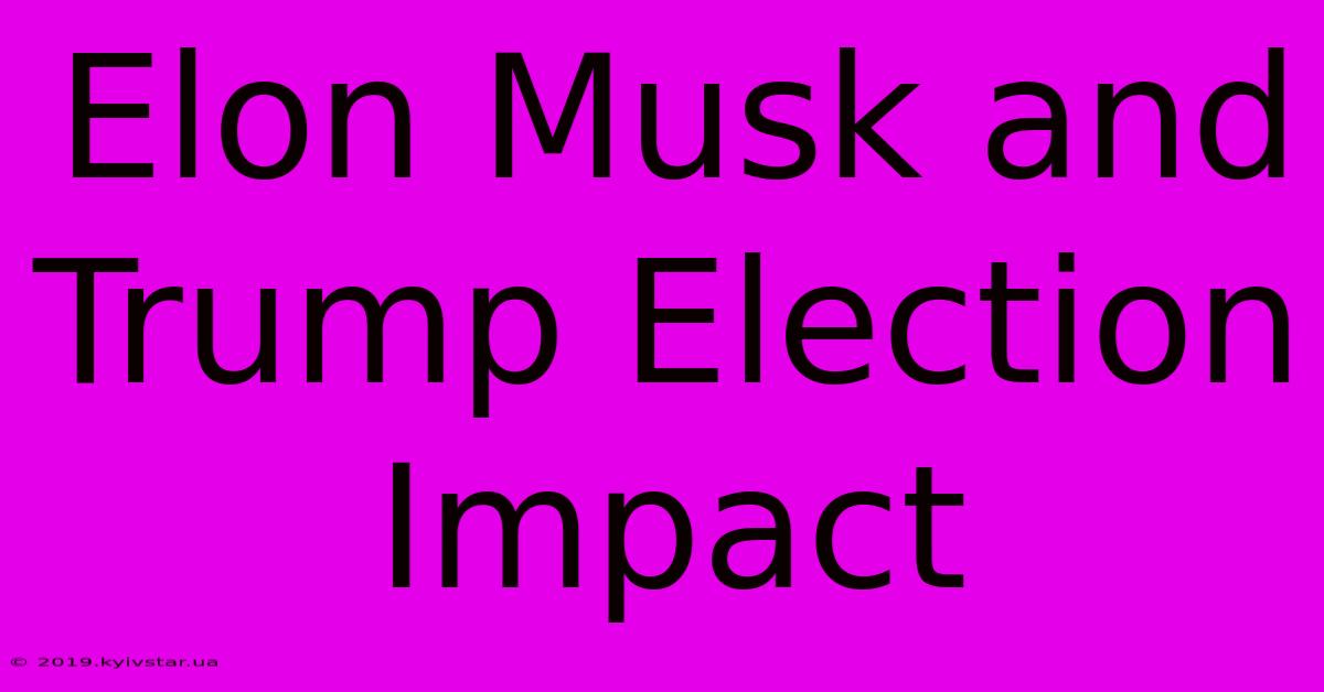 Elon Musk And Trump Election Impact