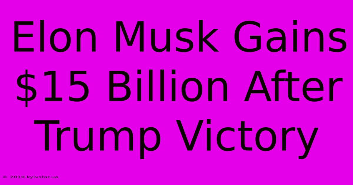 Elon Musk Gains $15 Billion After Trump Victory