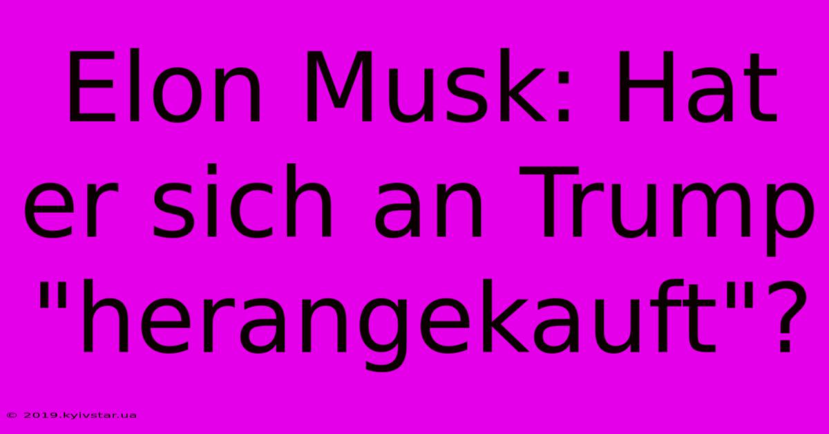 Elon Musk: Hat Er Sich An Trump 