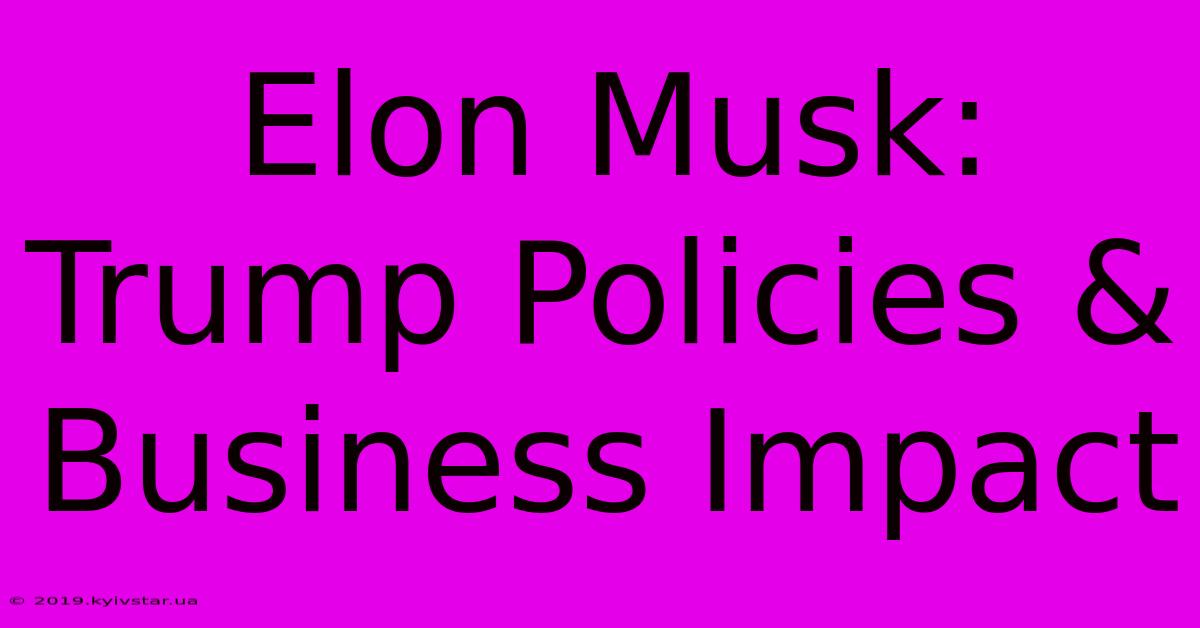 Elon Musk: Trump Policies & Business Impact