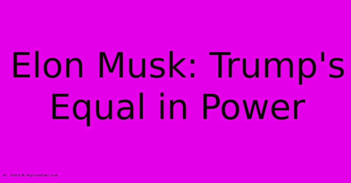 Elon Musk: Trump's Equal In Power