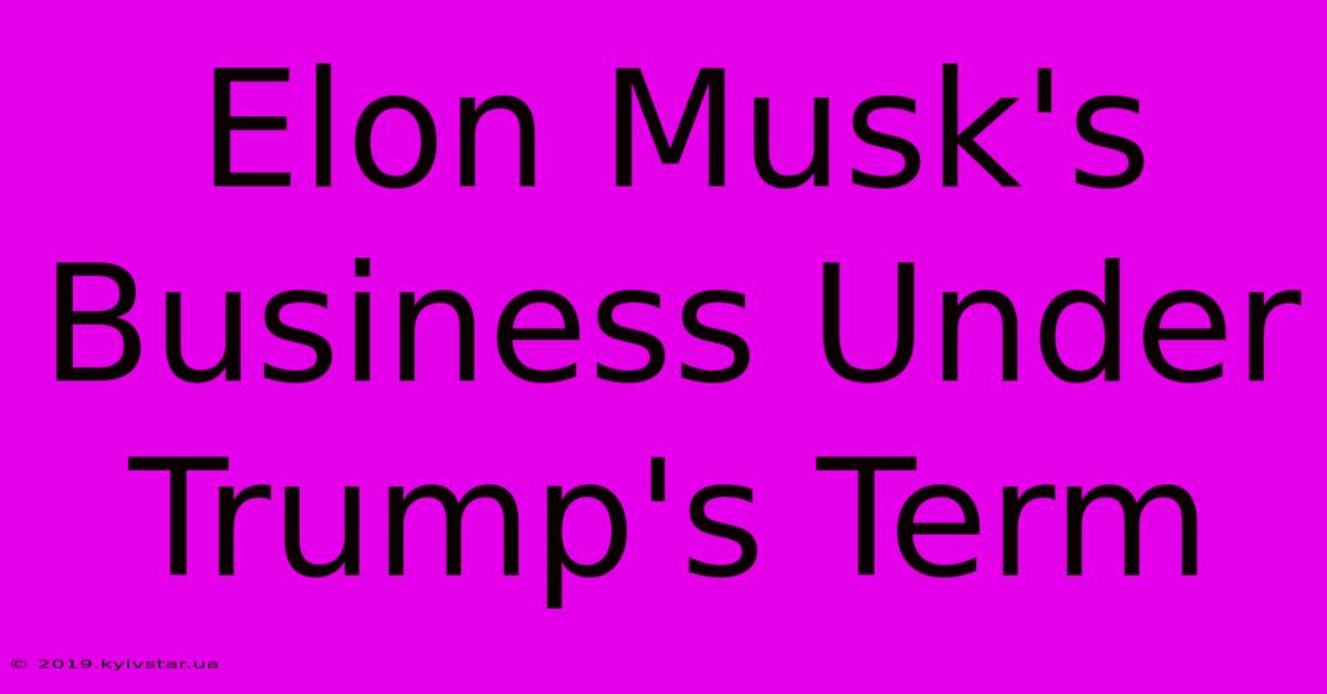 Elon Musk's Business Under Trump's Term 