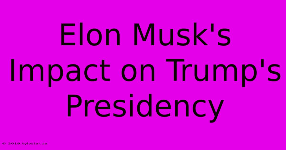 Elon Musk's Impact On Trump's Presidency 