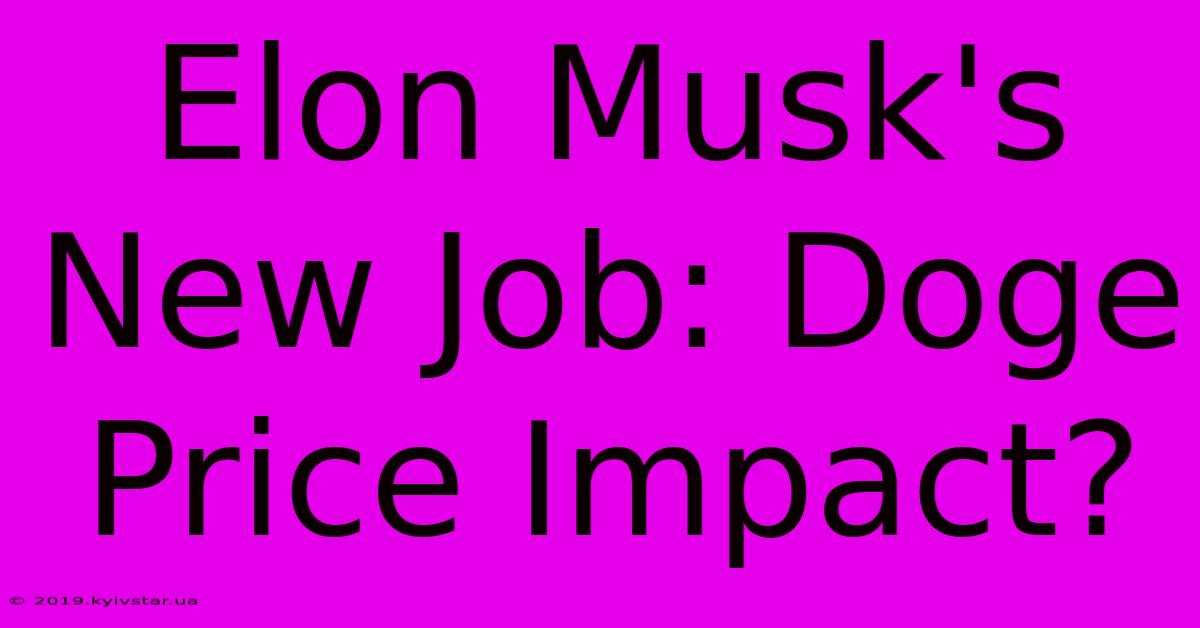 Elon Musk's New Job: Doge Price Impact?