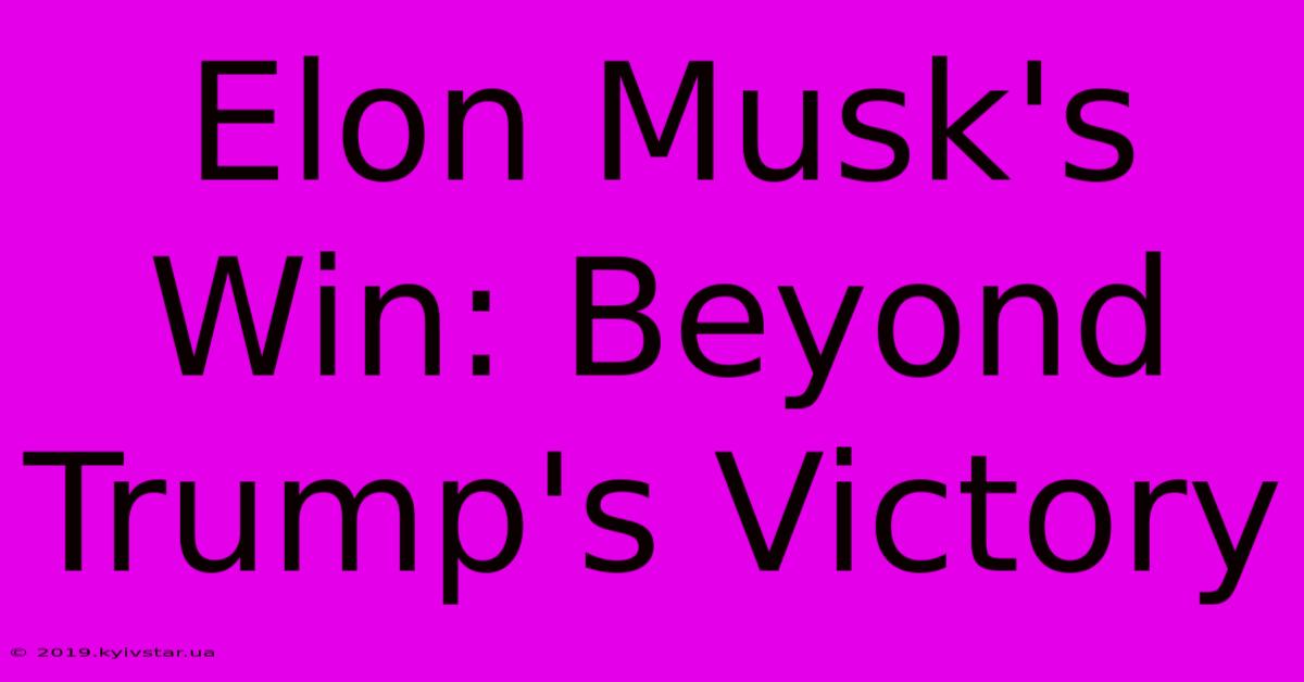 Elon Musk's Win: Beyond Trump's Victory