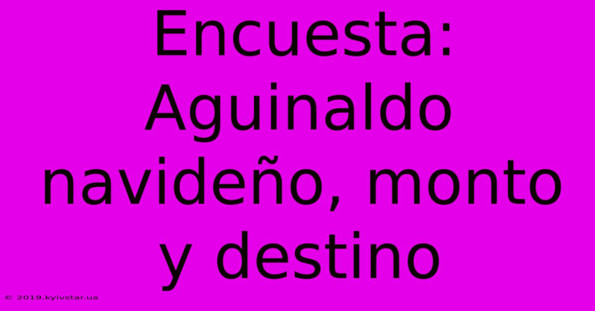 Encuesta: Aguinaldo Navideño, Monto Y Destino