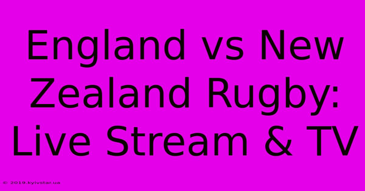 England Vs New Zealand Rugby: Live Stream & TV