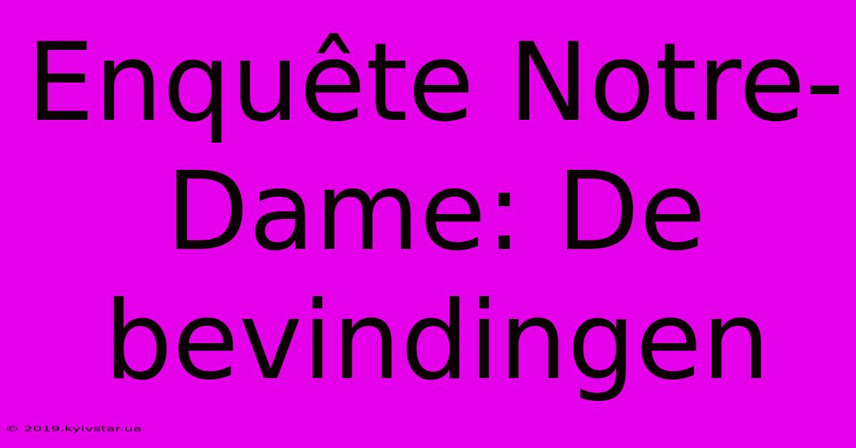 Enquête Notre-Dame: De Bevindingen