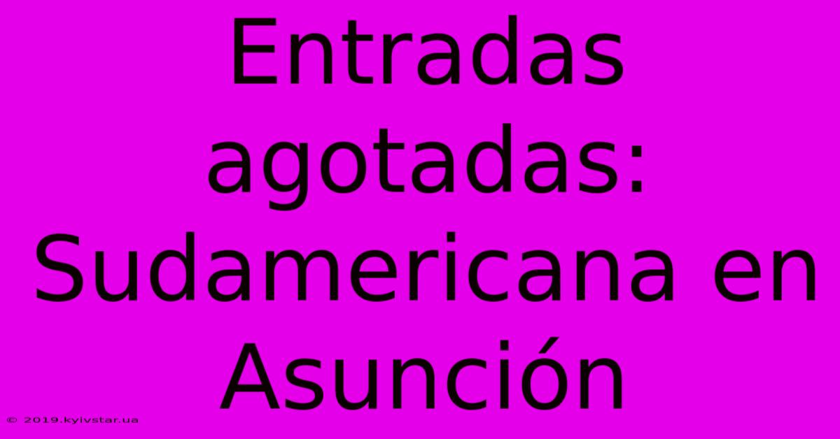 Entradas Agotadas: Sudamericana En Asunción