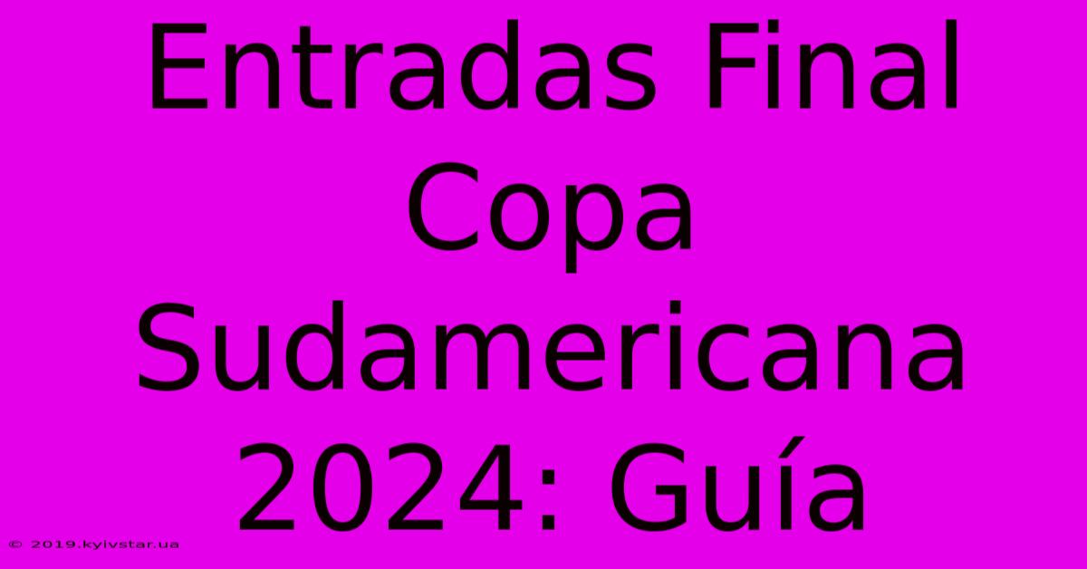 Entradas Final Copa Sudamericana 2024 Guía