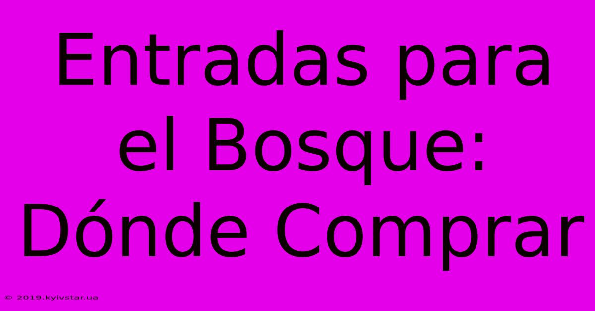 Entradas Para El Bosque: Dónde Comprar