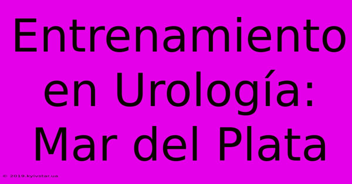 Entrenamiento En Urología: Mar Del Plata