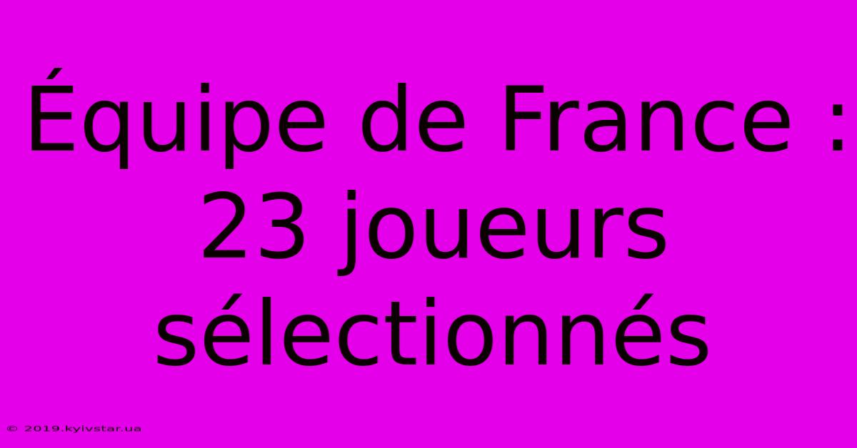 Équipe De France : 23 Joueurs Sélectionnés