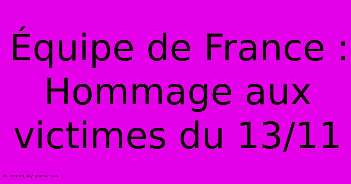 Équipe De France : Hommage Aux Victimes Du 13/11