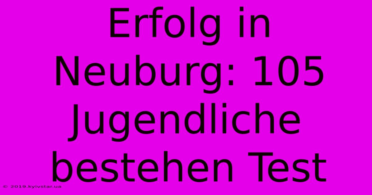 Erfolg In Neuburg: 105 Jugendliche Bestehen Test