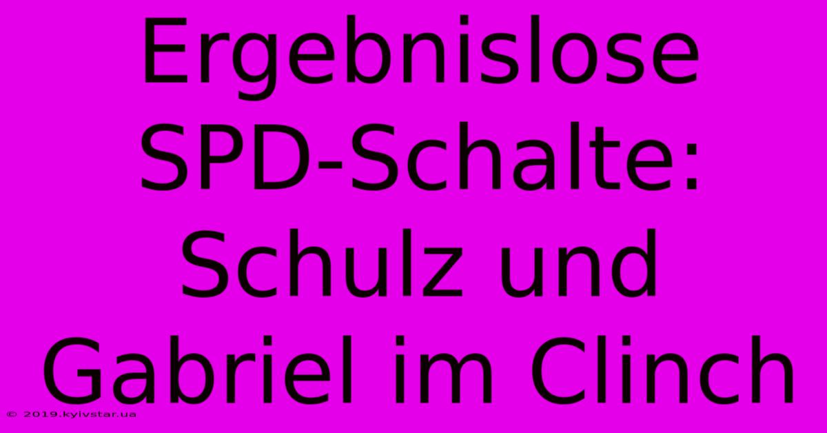 Ergebnislose SPD-Schalte: Schulz Und Gabriel Im Clinch