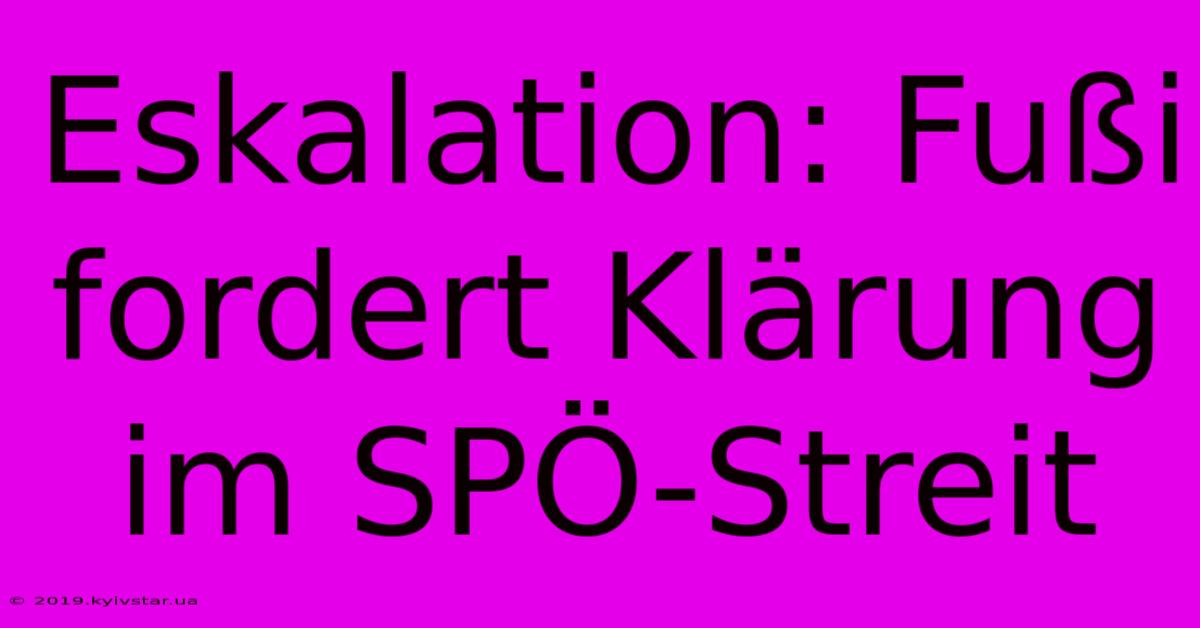 Eskalation: Fußi Fordert Klärung Im SPÖ-Streit