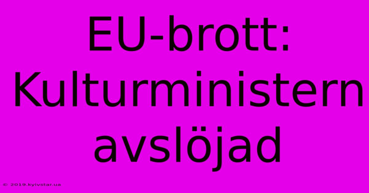 EU-brott: Kulturministern Avslöjad