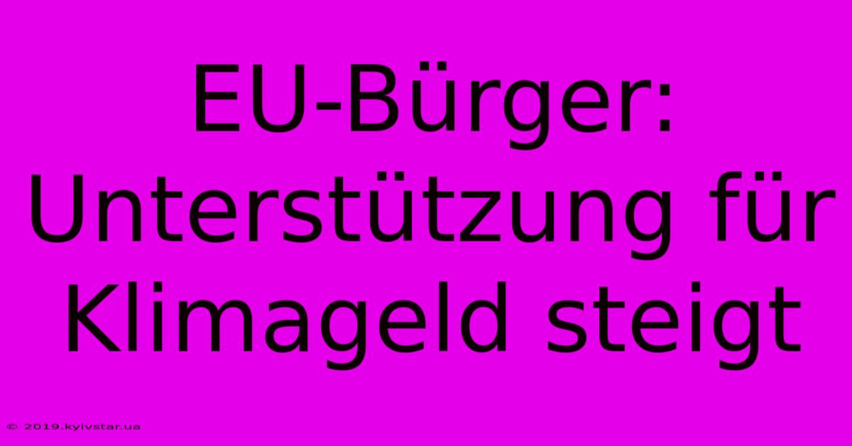 EU-Bürger: Unterstützung Für Klimageld Steigt 