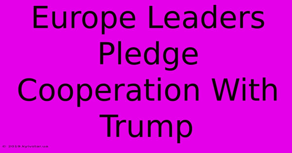 Europe Leaders Pledge Cooperation With Trump 