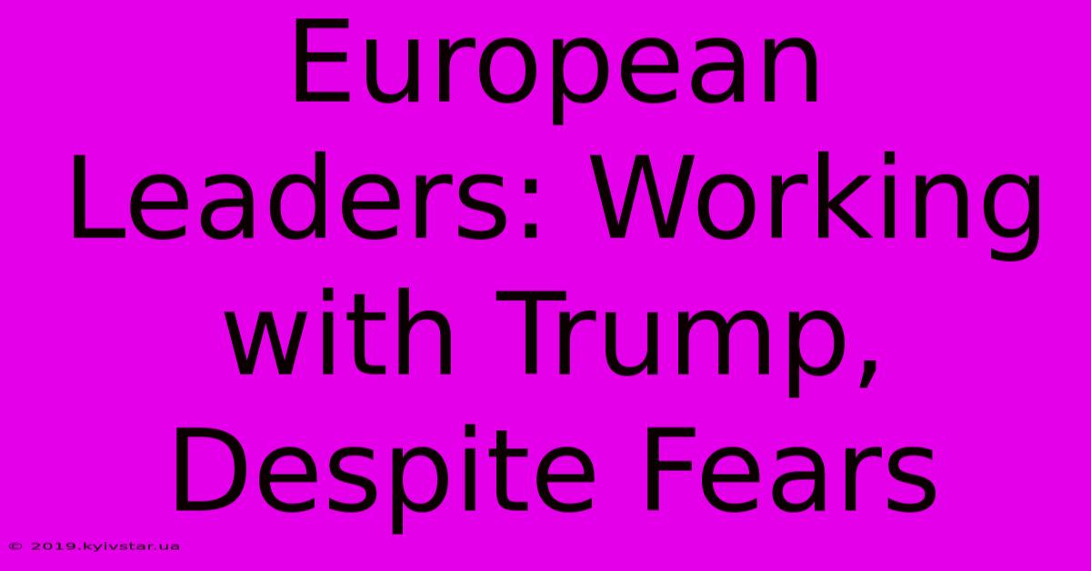 European Leaders: Working With Trump, Despite Fears