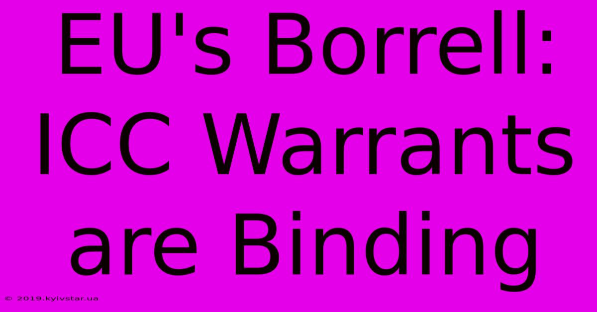 EU's Borrell: ICC Warrants Are Binding