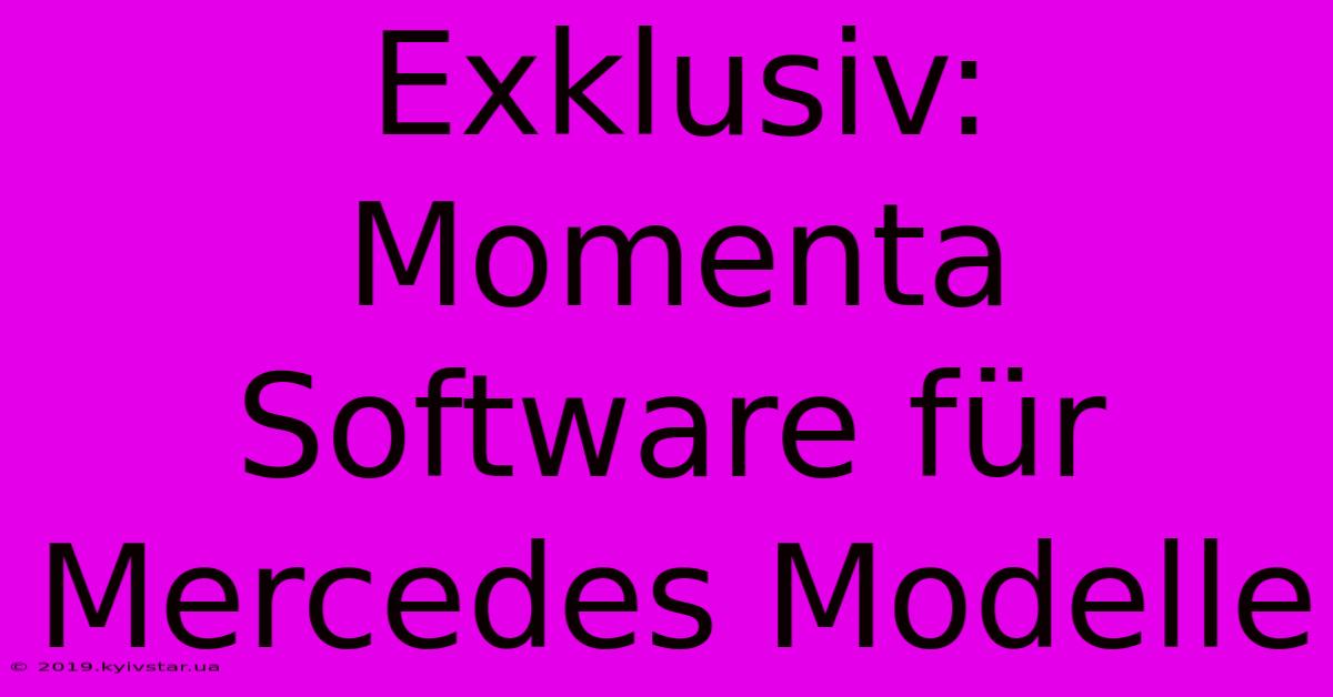 Exklusiv: Momenta Software Für Mercedes Modelle