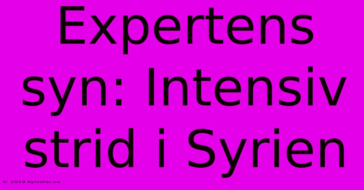 Expertens Syn: Intensiv Strid I Syrien