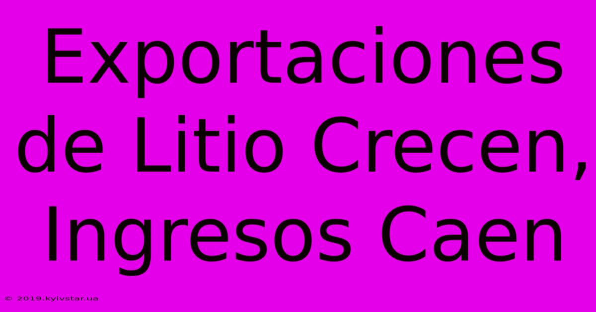 Exportaciones De Litio Crecen, Ingresos Caen