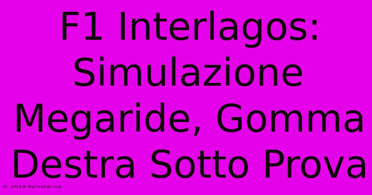 F1 Interlagos: Simulazione Megaride, Gomma Destra Sotto Prova