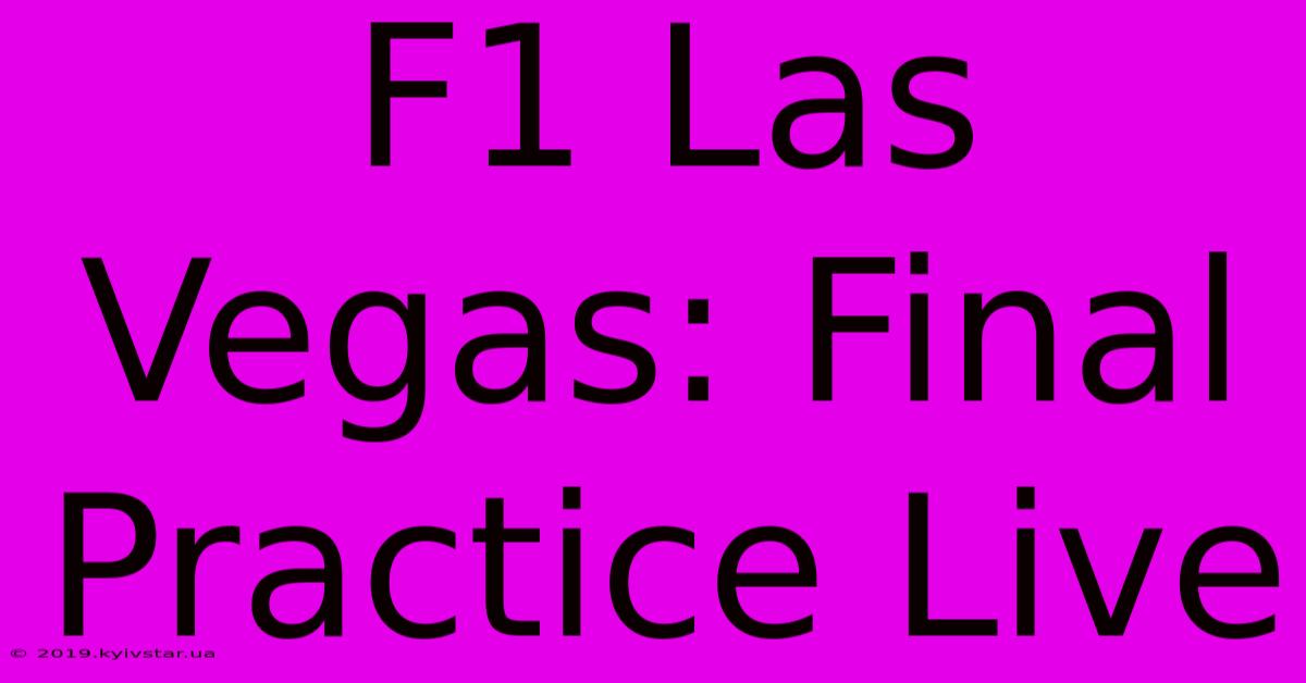 F1 Las Vegas: Final Practice Live