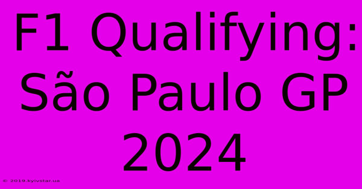 F1 Qualifying: São Paulo GP 2024 