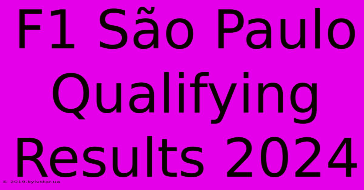 F1 São Paulo Qualifying Results 2024