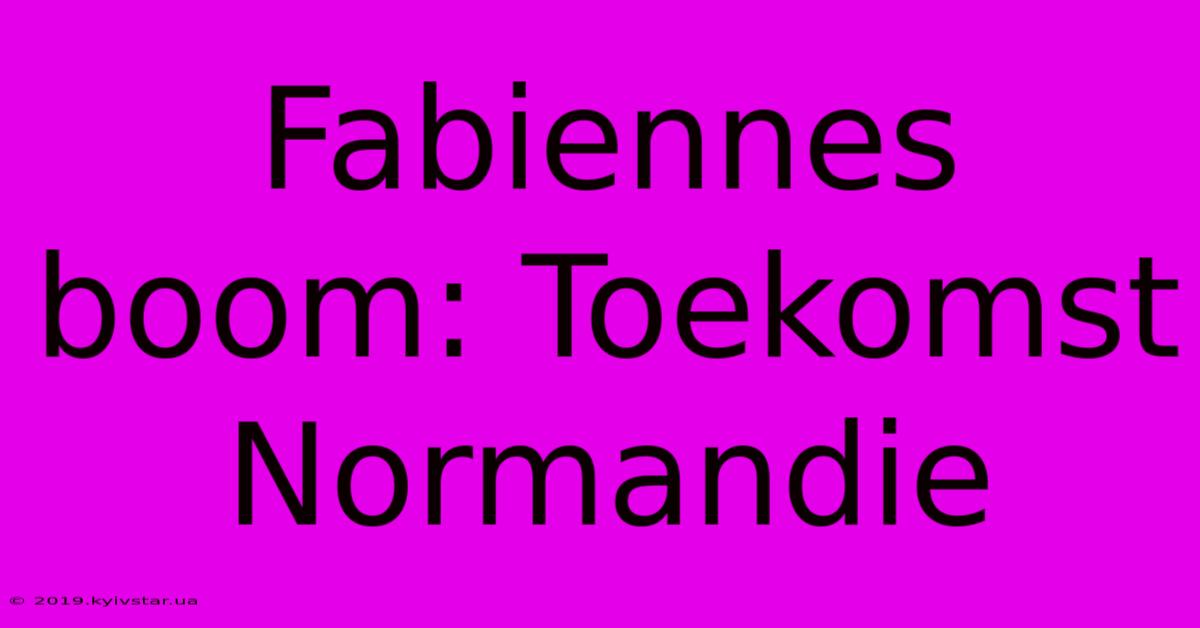 Fabiennes Boom: Toekomst Normandie