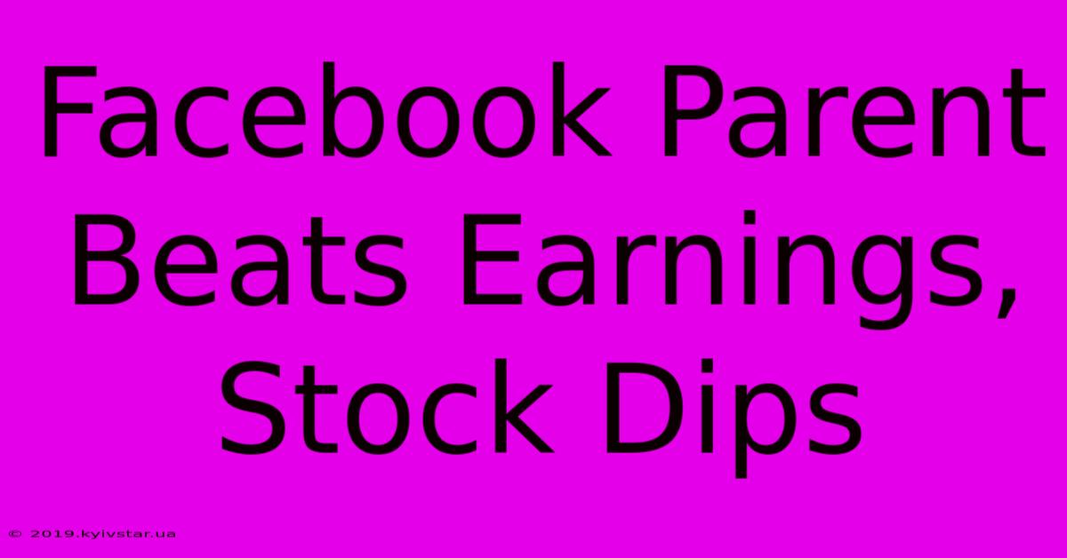 Facebook Parent Beats Earnings, Stock Dips