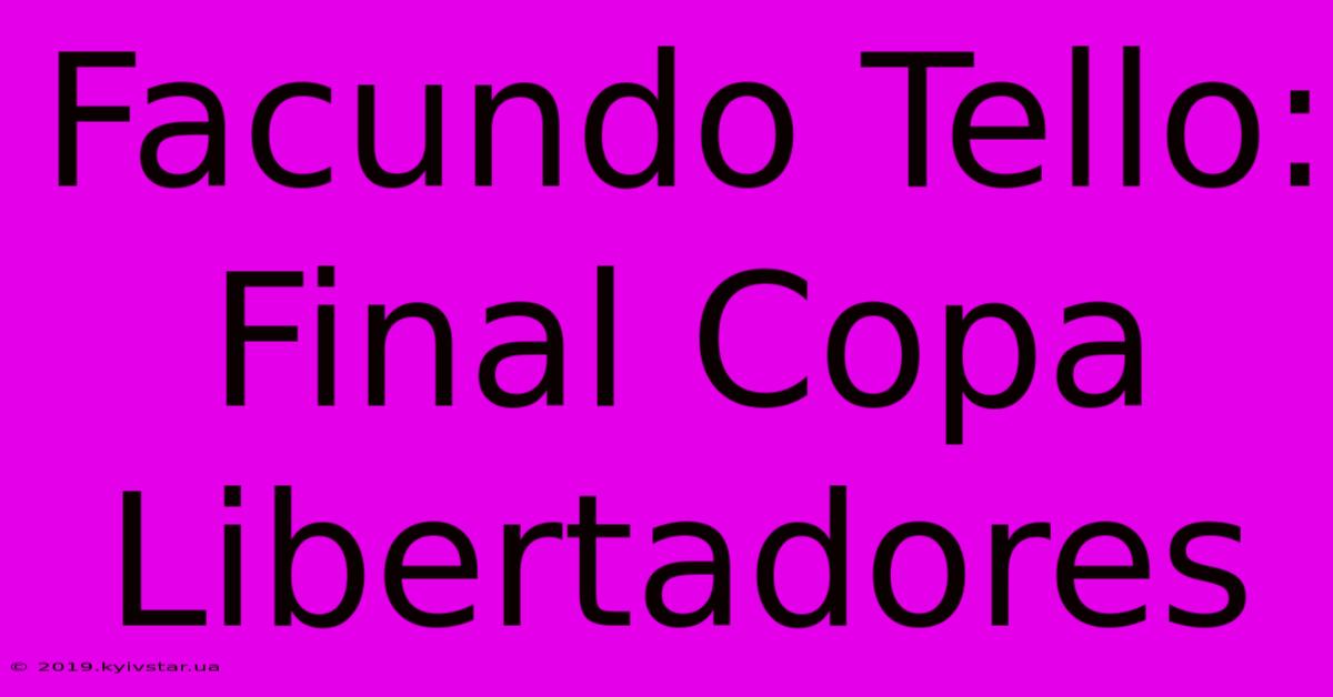 Facundo Tello: Final Copa Libertadores