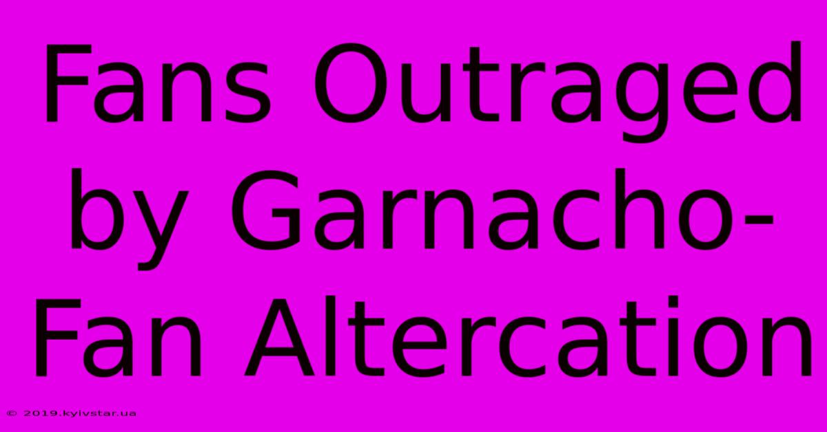 Fans Outraged By Garnacho-Fan Altercation