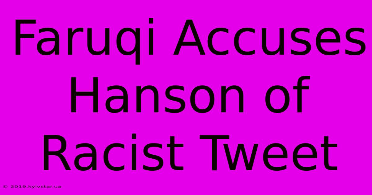 Faruqi Accuses Hanson Of Racist Tweet