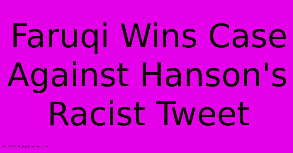 Faruqi Wins Case Against Hanson's Racist Tweet 