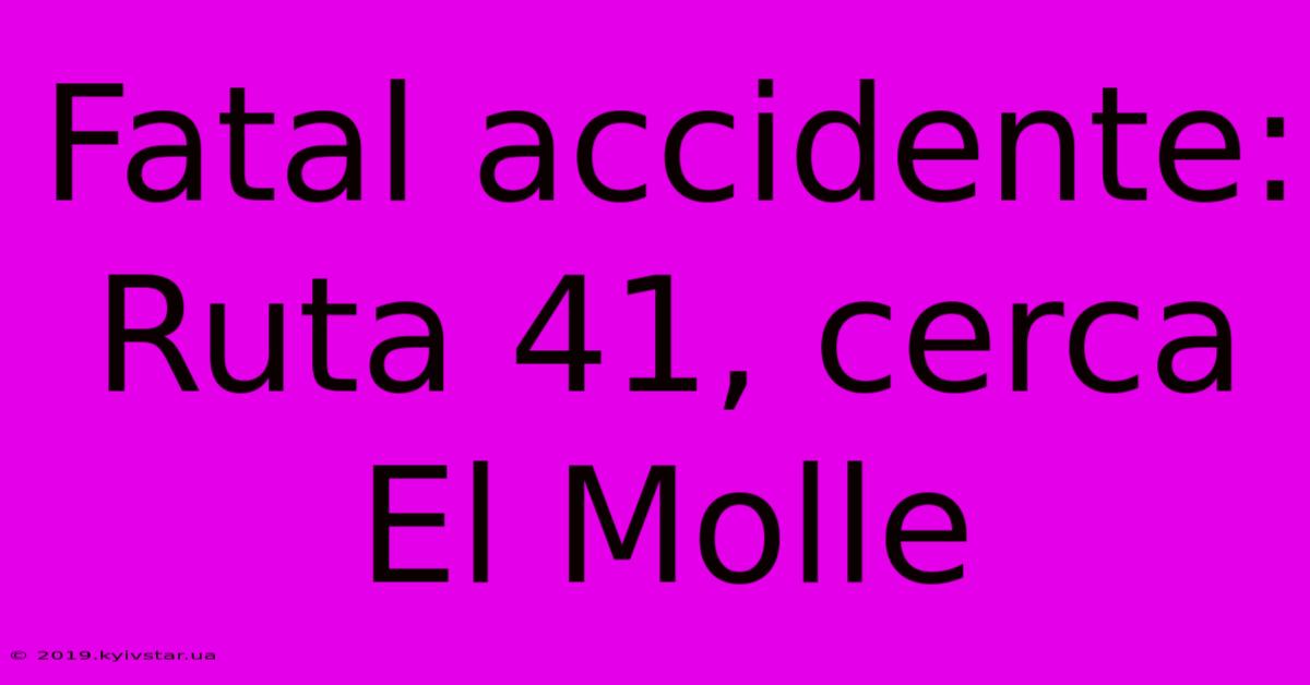 Fatal Accidente: Ruta 41, Cerca El Molle