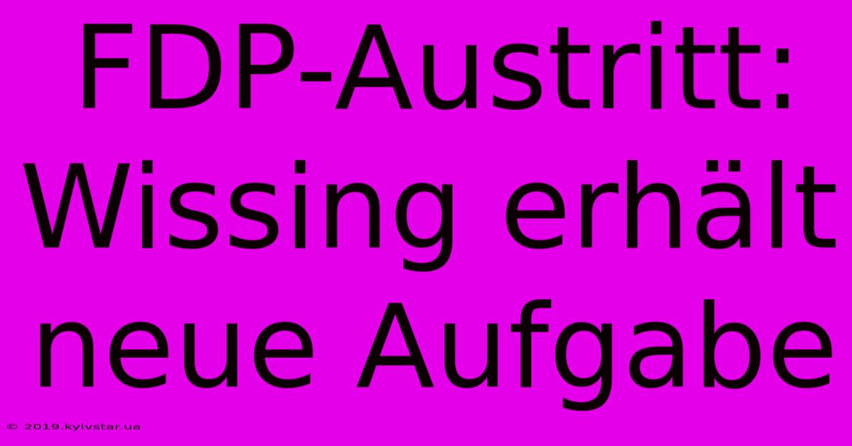 FDP-Austritt: Wissing Erhält Neue Aufgabe 