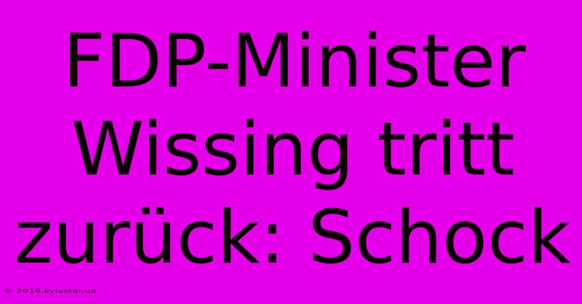 FDP-Minister Wissing Tritt Zurück: Schock