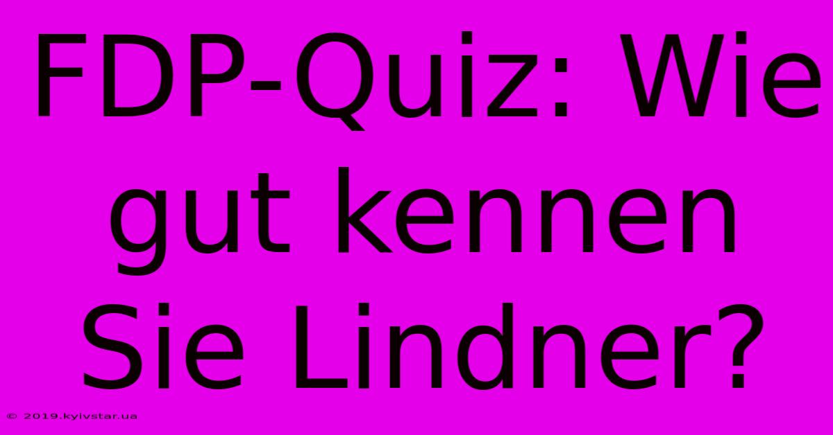 FDP-Quiz: Wie Gut Kennen Sie Lindner?