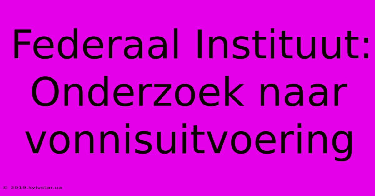 Federaal Instituut: Onderzoek Naar Vonnisuitvoering